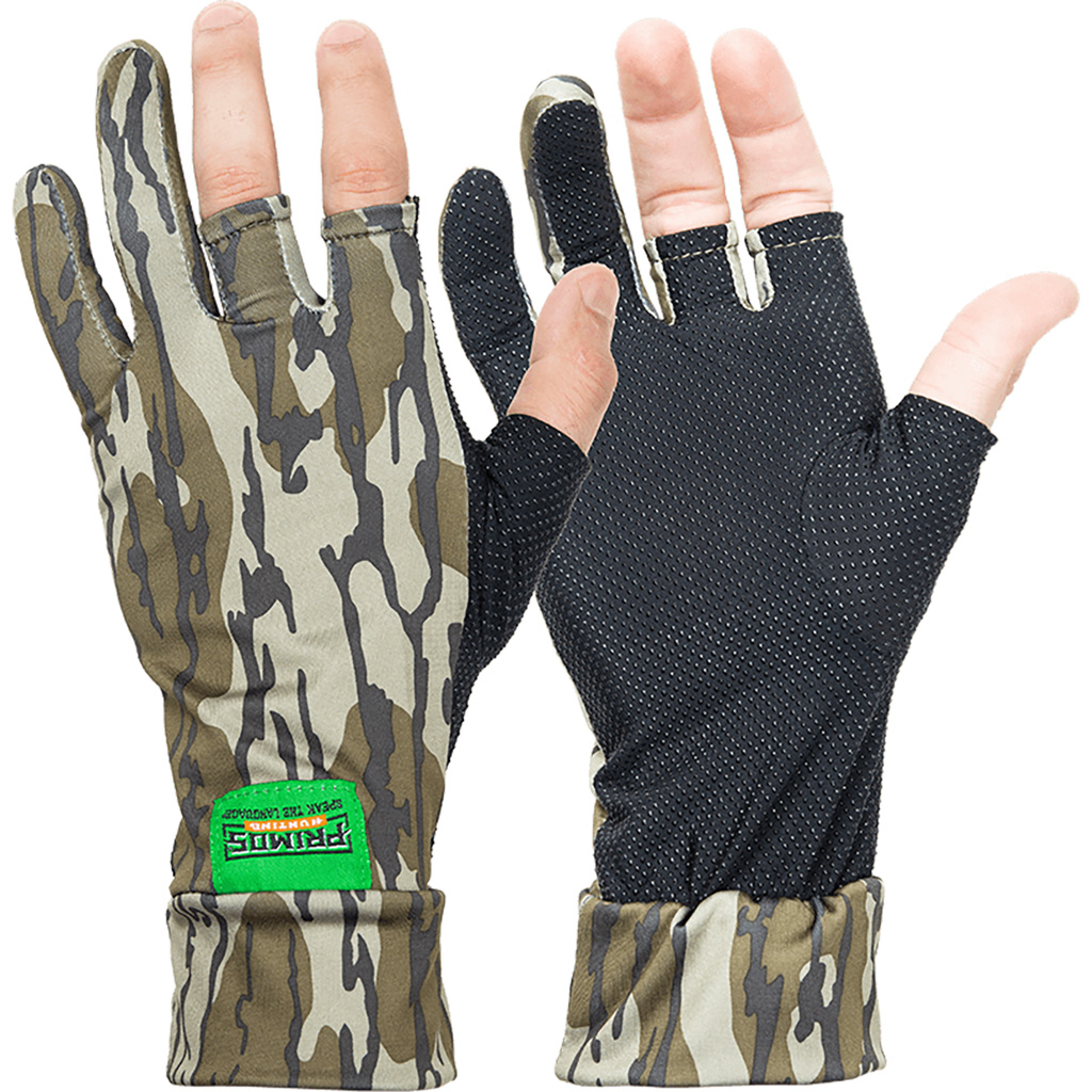 Primos Stretch Fit Fingerless Gloves Mossy Oak Bottomland (PS6681)