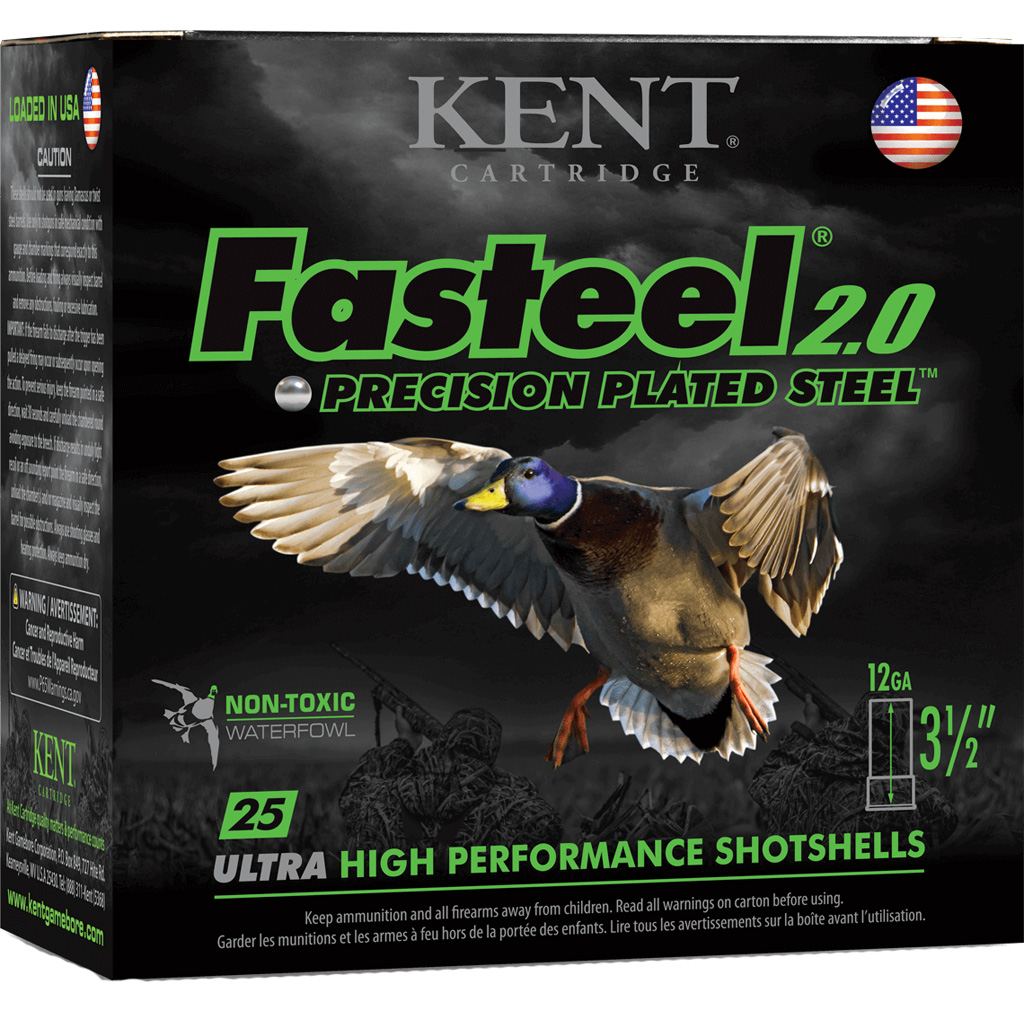Kent Cartridge Fasteel 2.0 12 Gauge 3.5" 1 3/8 oz #2 Steel Shotshell (25/box)