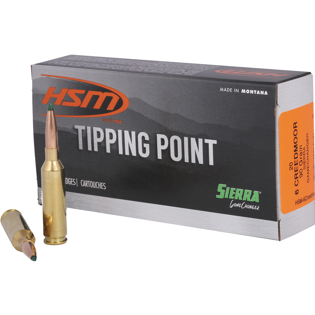 HSM Tipping Point 6mm Creedmoor Sierra GameChanger 90 Grain Rifle Ammunition