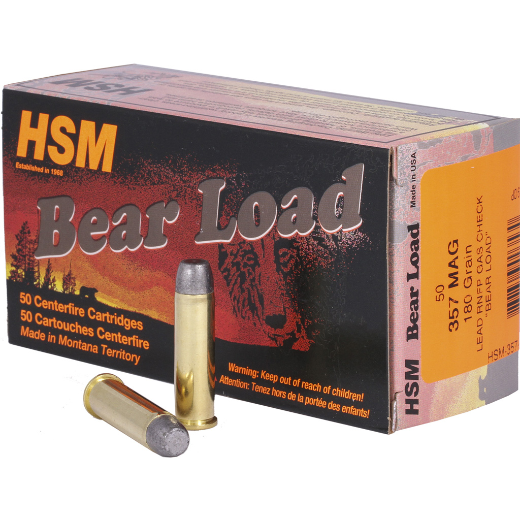 HSM Bear Load .357 Magnum 180 gr RNFP Gas-Checked Lead (50 Rounds)