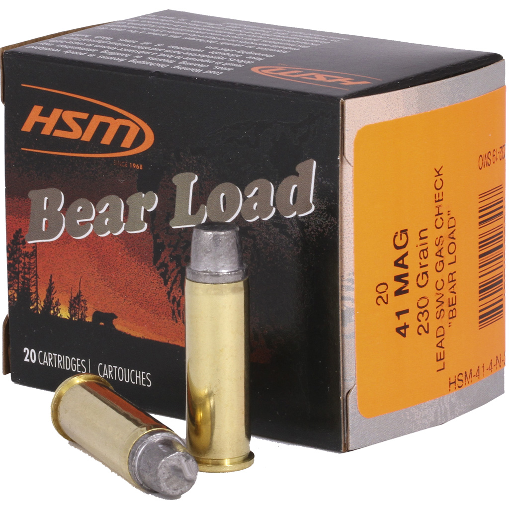 HSM Bear Load .41 Rem Mag 230 Grain Semi-Wadcutter (SWC) Hard Cast Gas Check Ammo (20 Rounds)