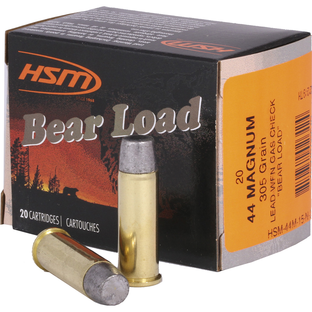 HSM Bear Load .44 Remington Magnum 305gr Wide Flat Nose Hard Cast 20rd