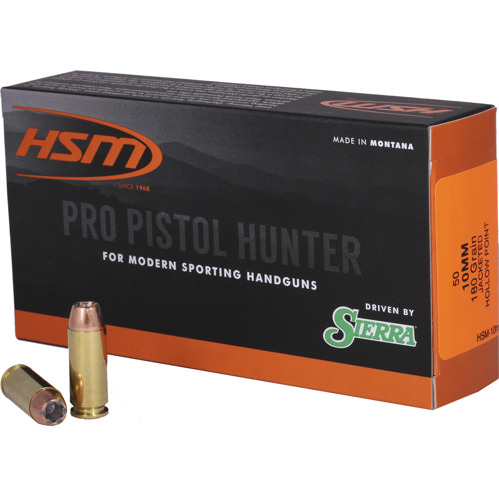 HSM Pro Pistol Hunter 10mm Auto Sierra JHP 180 Grain Ammunition (50-Round)