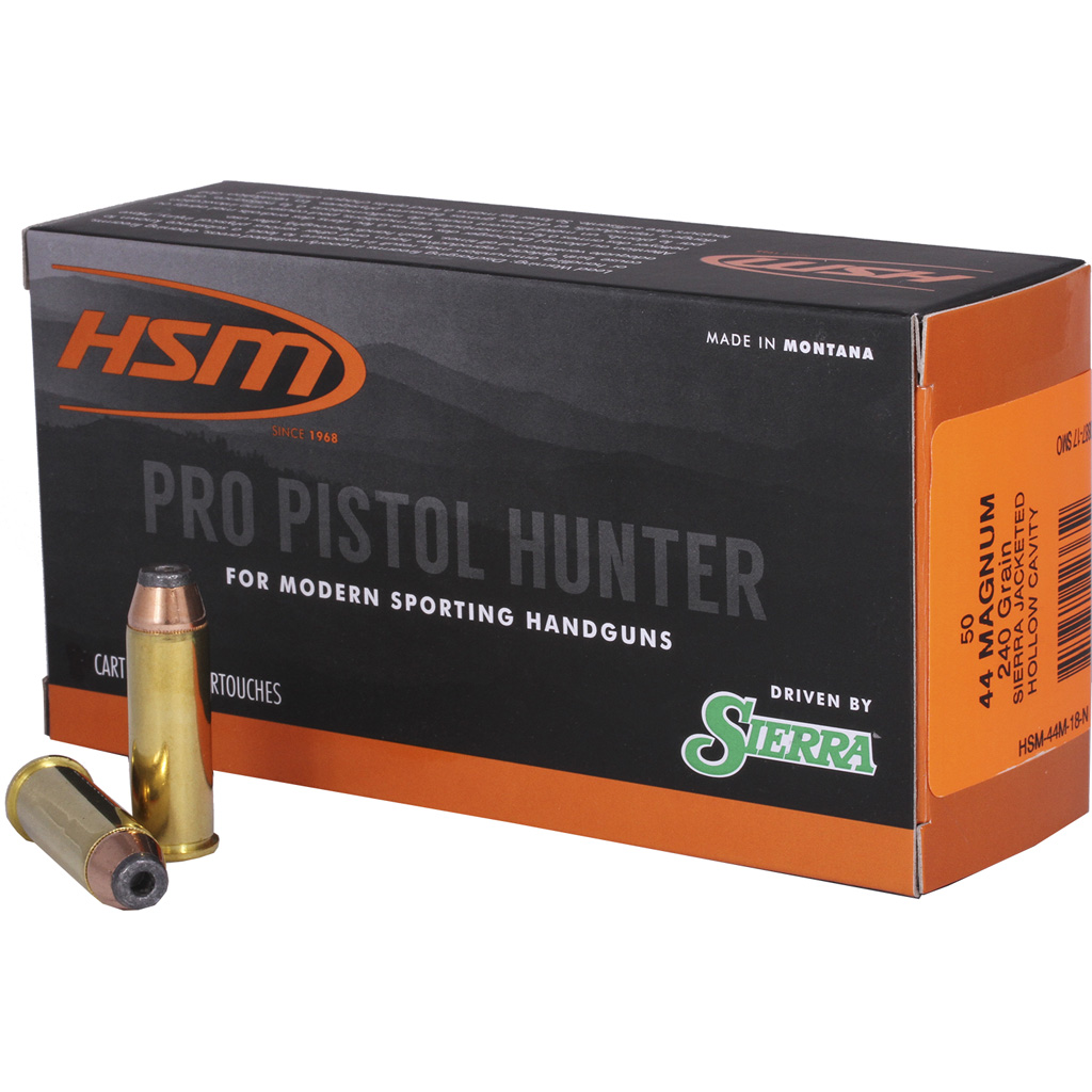 HSM Pro Pistol Hunter .44 Magnum 240 gr JHC Ammunition (50 Rounds)