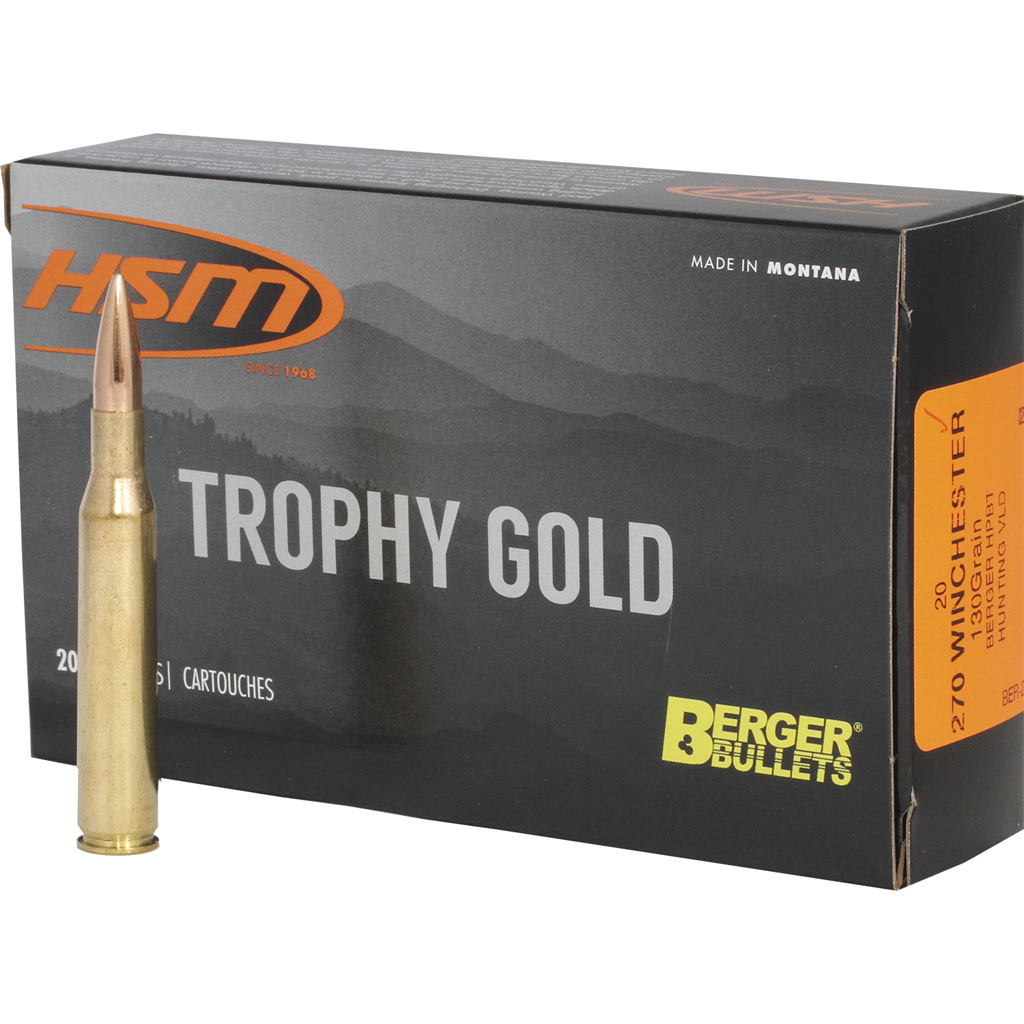 HSM Trophy Gold .270 Winchester 130gr Berger VLD Hunting Ammo (20rd)