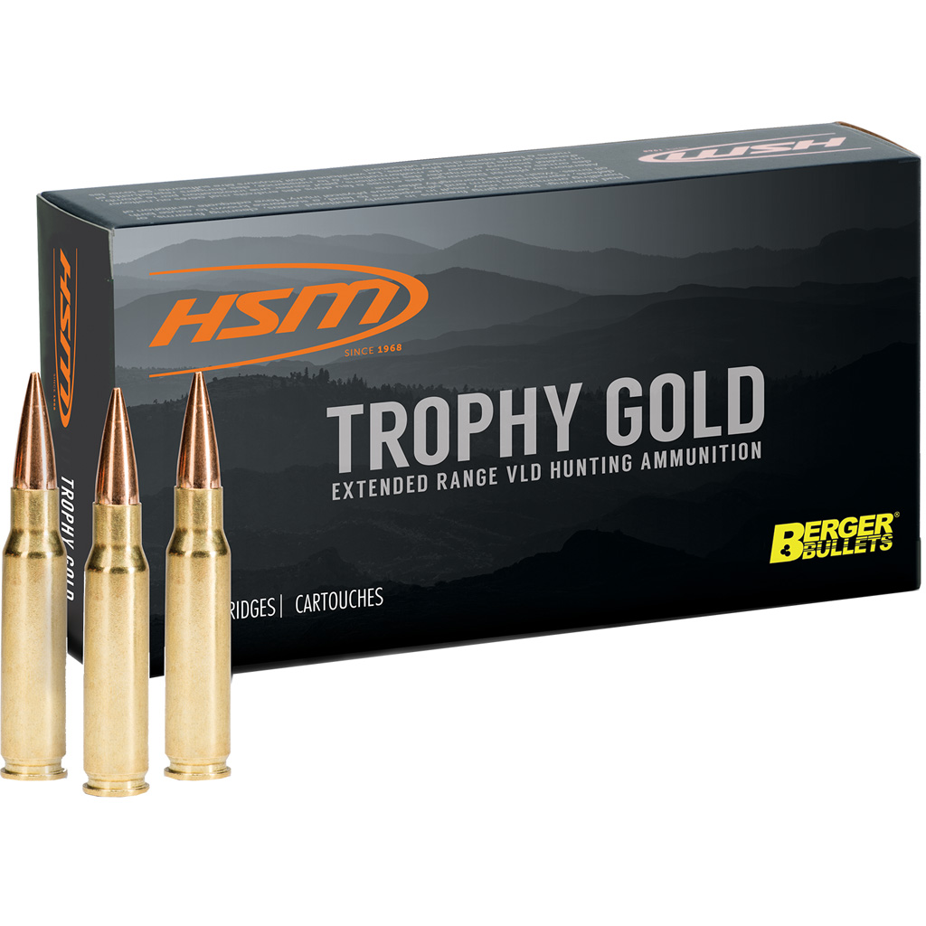 HSM Trophy Gold 6mm Remington Rifle Ammunition (Berger 87 gr, 20 rd)