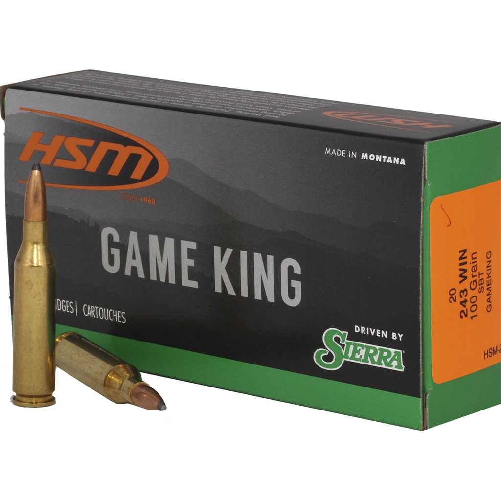 HSM Game King .243 Winchester 100 Grain Spitzer Boat Tail Rifle Ammunition (20 Rounds)