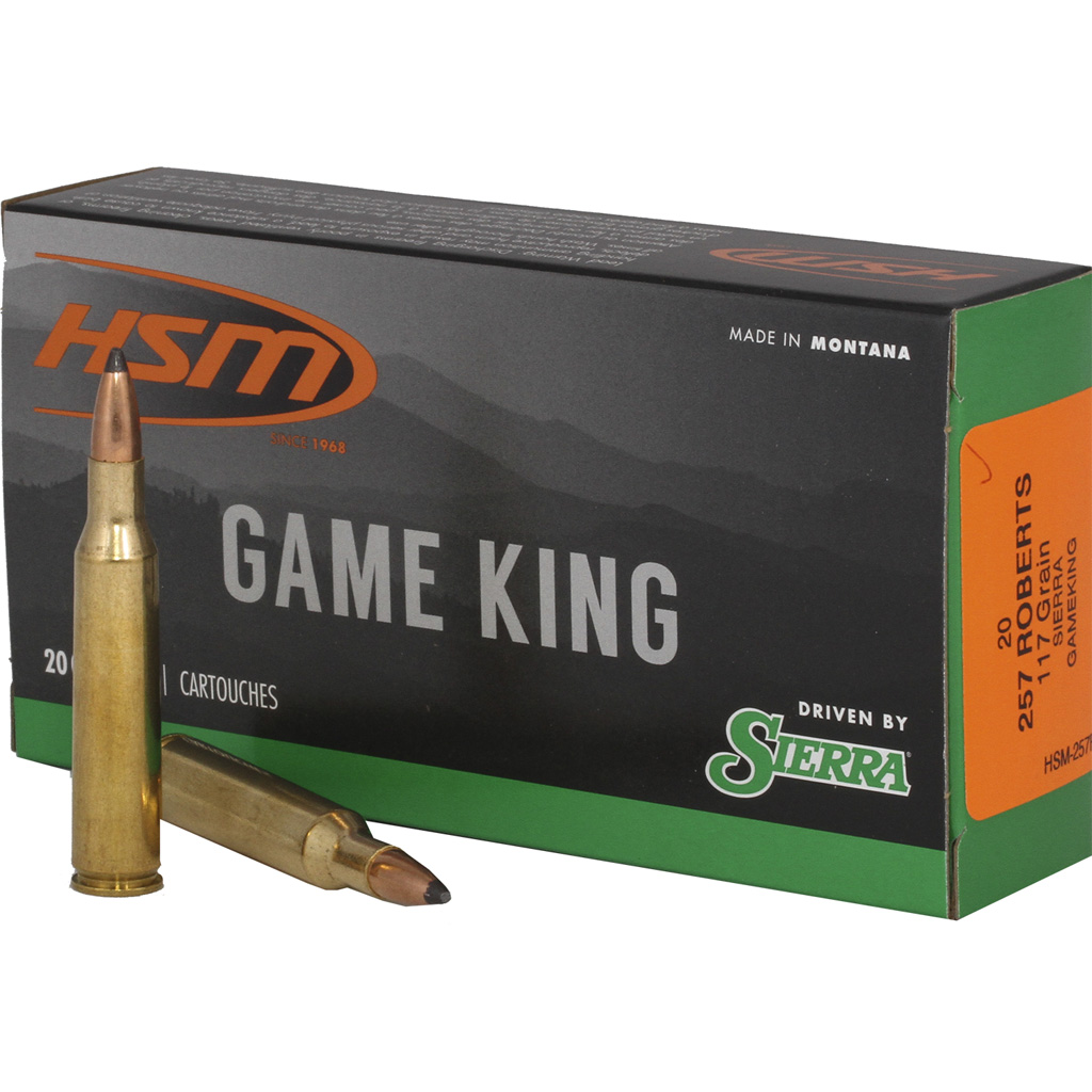 HSM Game King Rifle Ammunition .257 Roberts 117gr Sierra Spitzer BT Soft Point (20 rd)