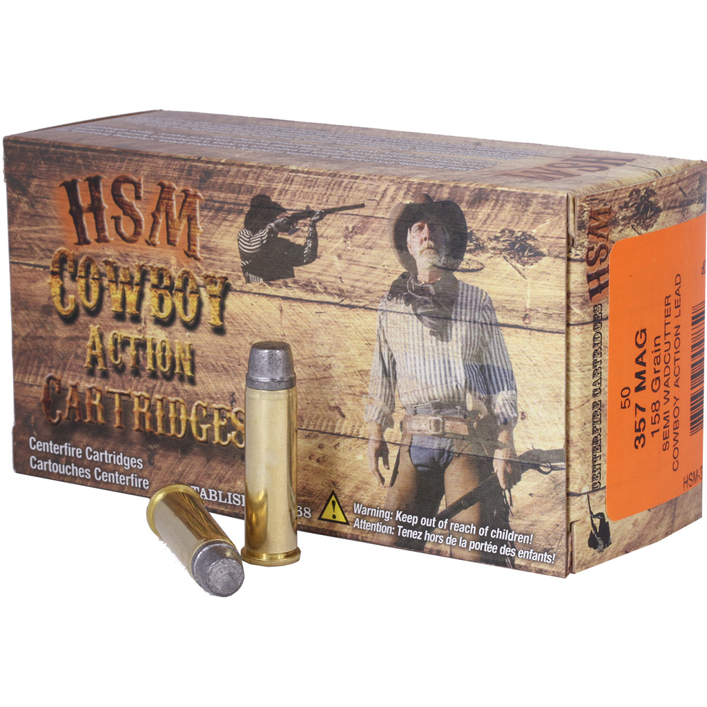 HSM Cowboy Action .357 Magnum 158gr SWC-Hard Handgun Ammunition
