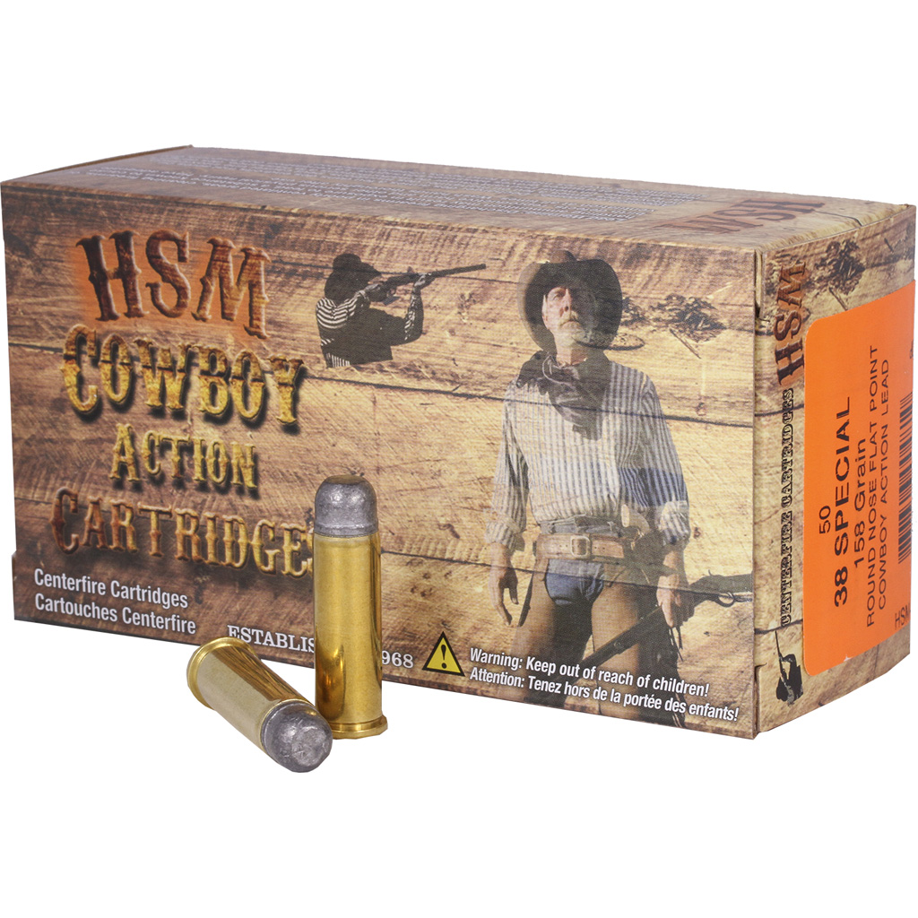 HSM Cowboy Action .38 Special 158 Grain RNFP Low-Velocity Handgun Ammunition
