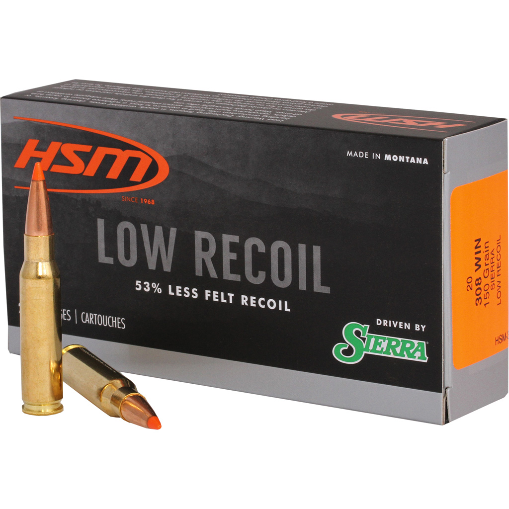 HSM Low Recoil .308 Winchester 150gr SBT 20-Round Box Ammunition