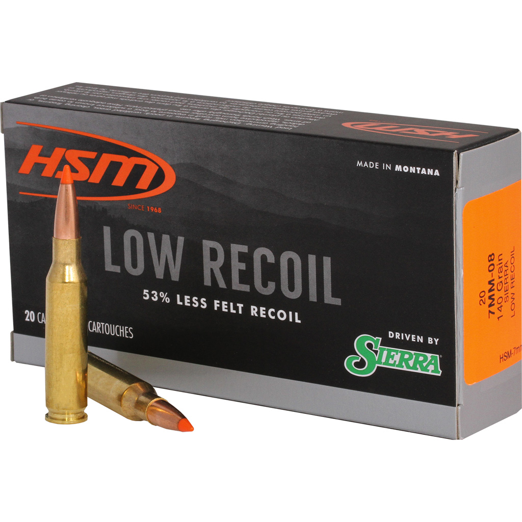 HSM Low Recoil 7mm-08 Remington 140 Grain SBT Polymer Tip (20 Rounds)