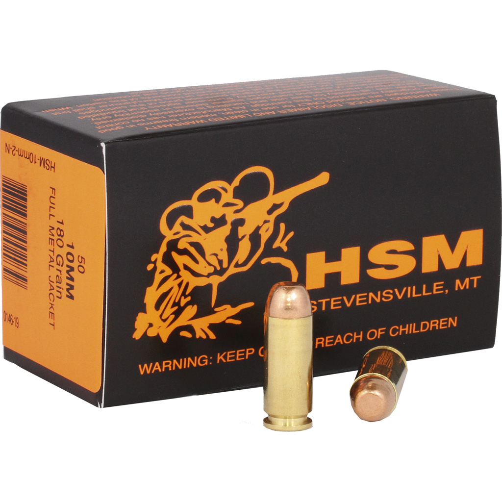 HSM Training Handgun Ammunition 10mm Auto FMJ 180 gr (50 rd)