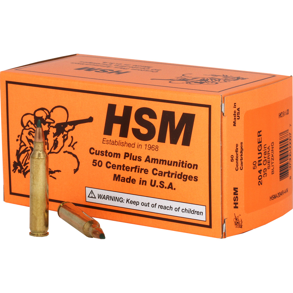 HSM 204 Ruger BlitzKing Varmint Ammunition 39gr (20 Rounds)