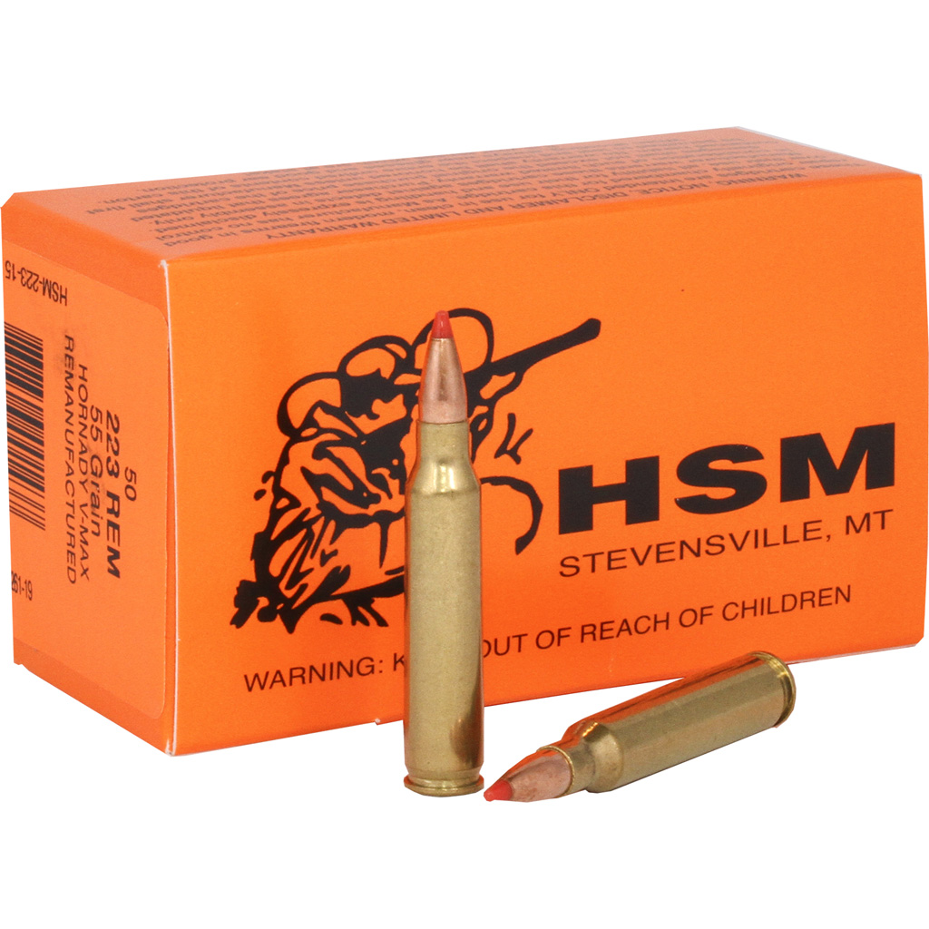 HSM Ammo Remanufactured 223 Remington V-Max 55gr 50rd