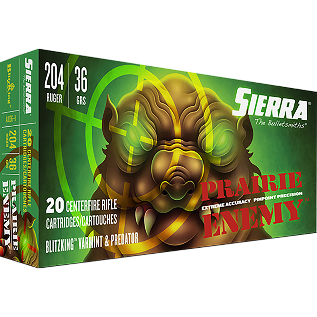 Sierra Bullets Prairie Enemy .204 Ruger BlitzKing Rifle Ammunition
