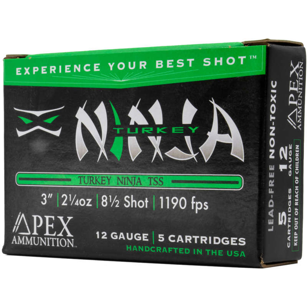 Apex Ammunition Ninja3 Turkey TSS Shotgun Ammo 12 Gauge 3 in #8.5 (5 Rounds)