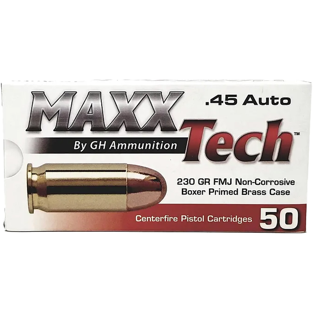 MAXXTech .45 ACP 230 Grain FMJ Brass Pistol Ammo
