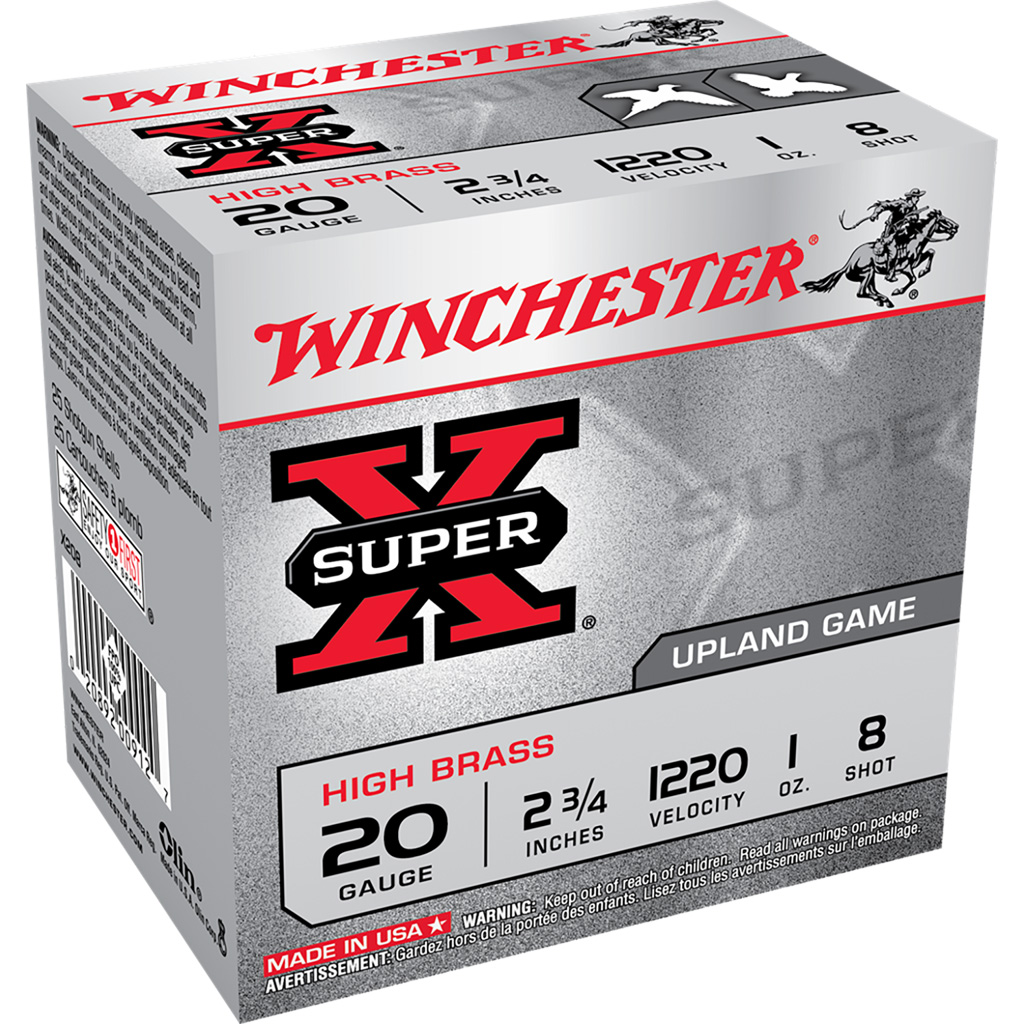 Winchester Super-X High Brass 20 Gauge 2-3/4" 1 oz #8 Shot 25 Rounds