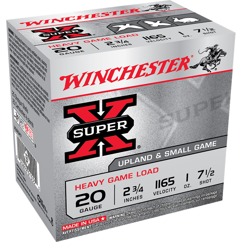 Winchester Super-X Heavy Game 20 Gauge 2-3/4" 1 oz #7.5 Shotshells