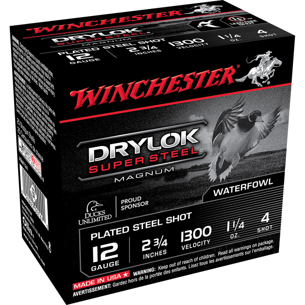 Winchester Drylok Super Steel 12 Gauge 2-3/4" #4 1-1/4oz Shotshells