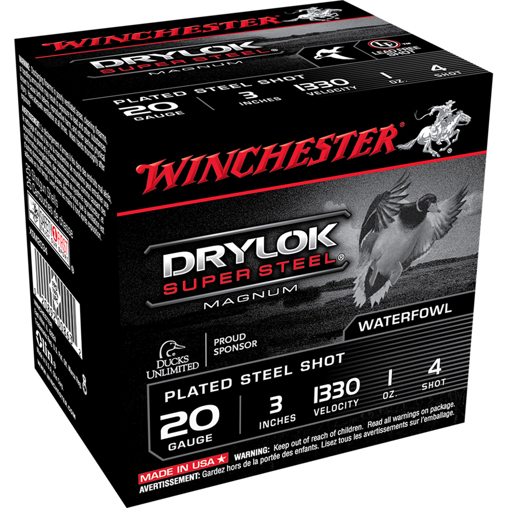 Winchester Drylok Magnum Plated Load 20 Gauge 3" 1 oz 4 Shot Shotshells (25 Rounds)
