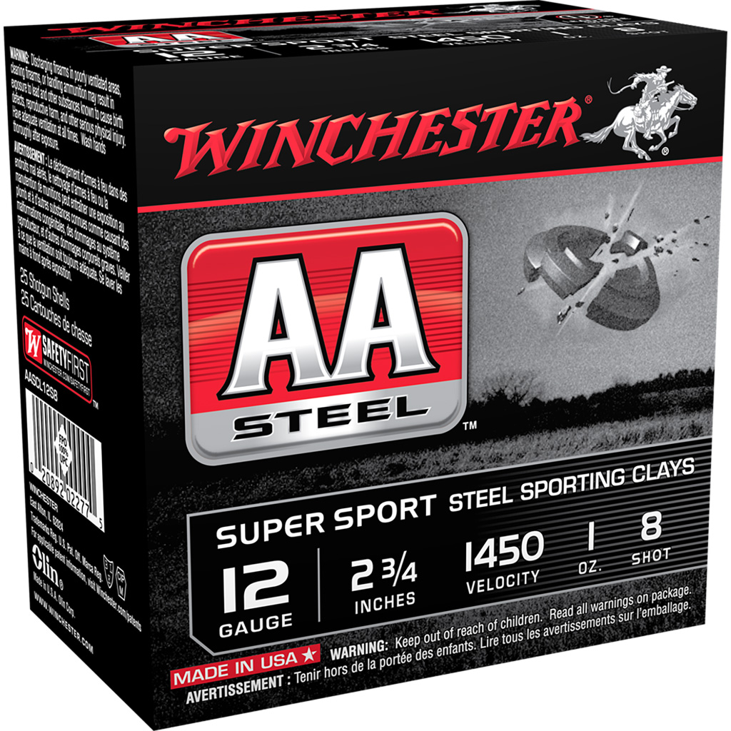 Winchester AA Super Sport Sporting Clay Steel Target Shotshell 12 Gauge 2.75" #8 1 oz (25 Rounds)