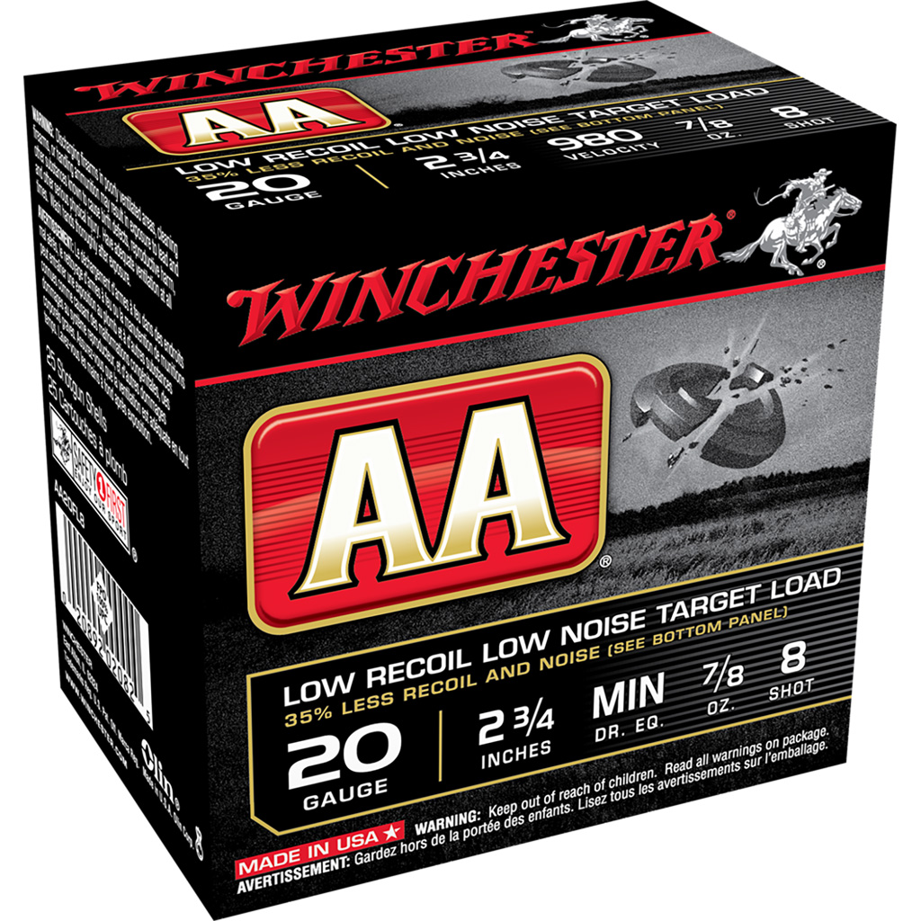 Winchester AA Target 20 Gauge 2-3/4" Low Recoil Shotshells (25 Rounds)