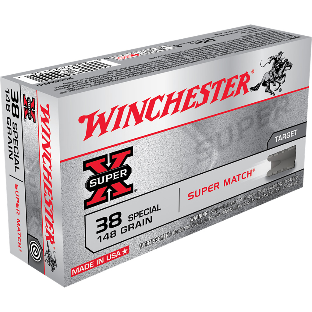 Winchester Super-X Super Match .38 Special 148 Grain Lead Wadcutter Target Ammunition (50 Rounds)