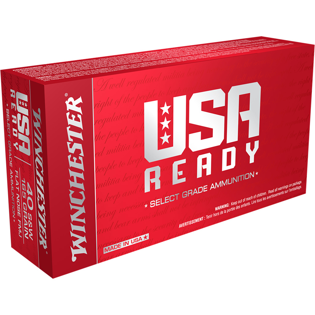 Winchester USA Ready .40 S&W 165gr FMJ Flat Nose (50 Rounds)