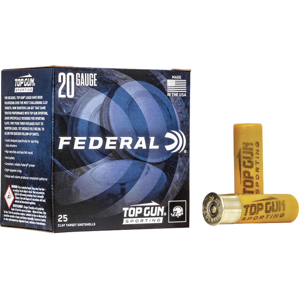 Federal Top Gun Sporting 20 Gauge 2-3/4" #8 Lead Shot 7/8 oz 1250 fps Shotgun Shells
