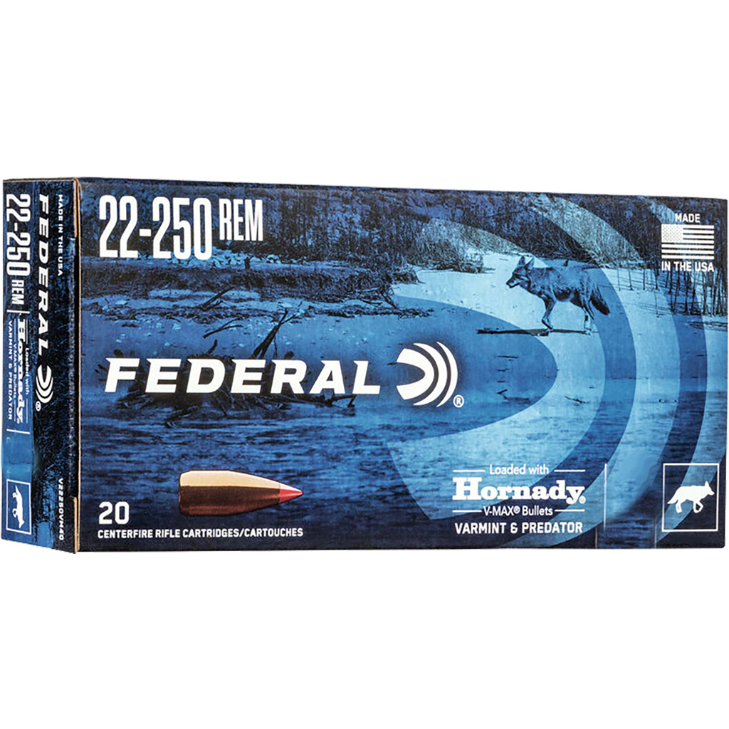 Federal Varmint & Predator .22-250 Remington 55gr Hornady V-MAX (20rd)