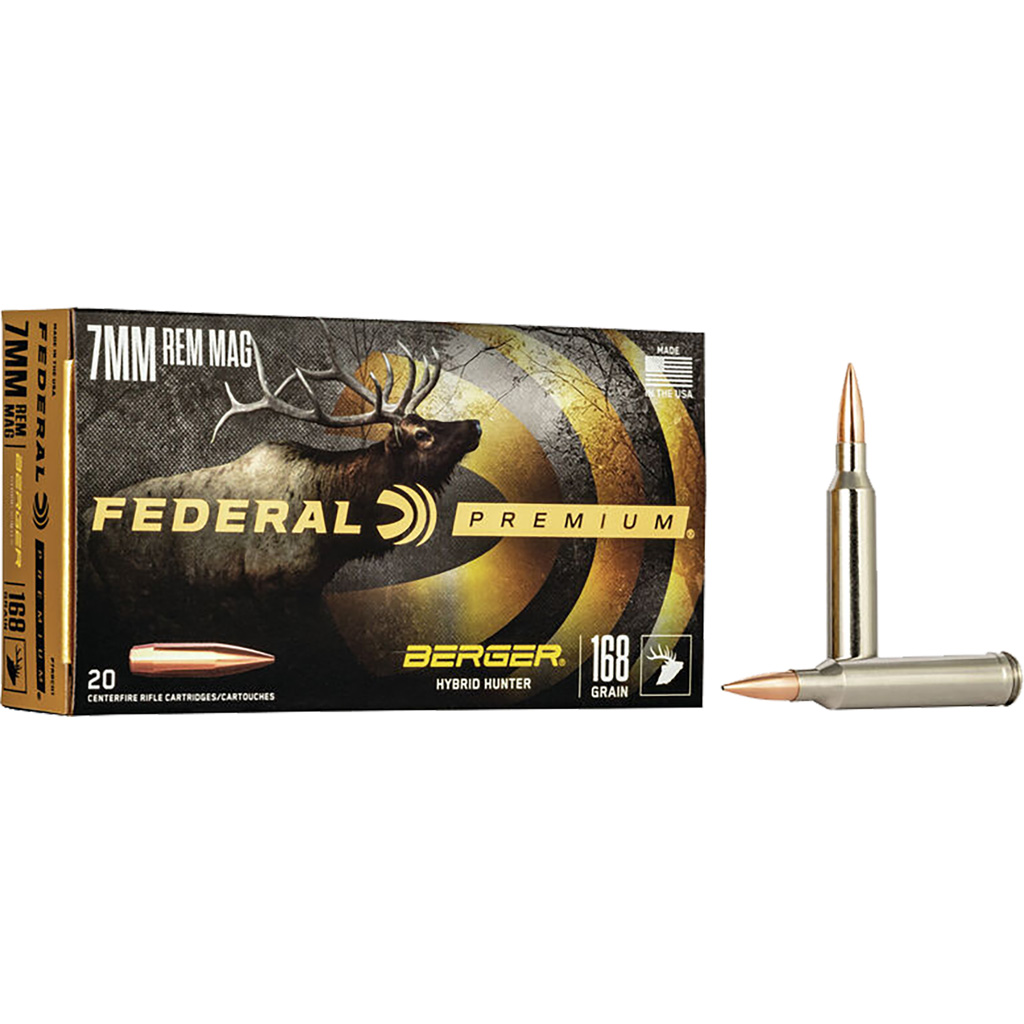 Federal Premium Berger Hybrid Hunter Ammo 7mm Remington Magnum 168gr (20-Round Box, 10-Box Case)