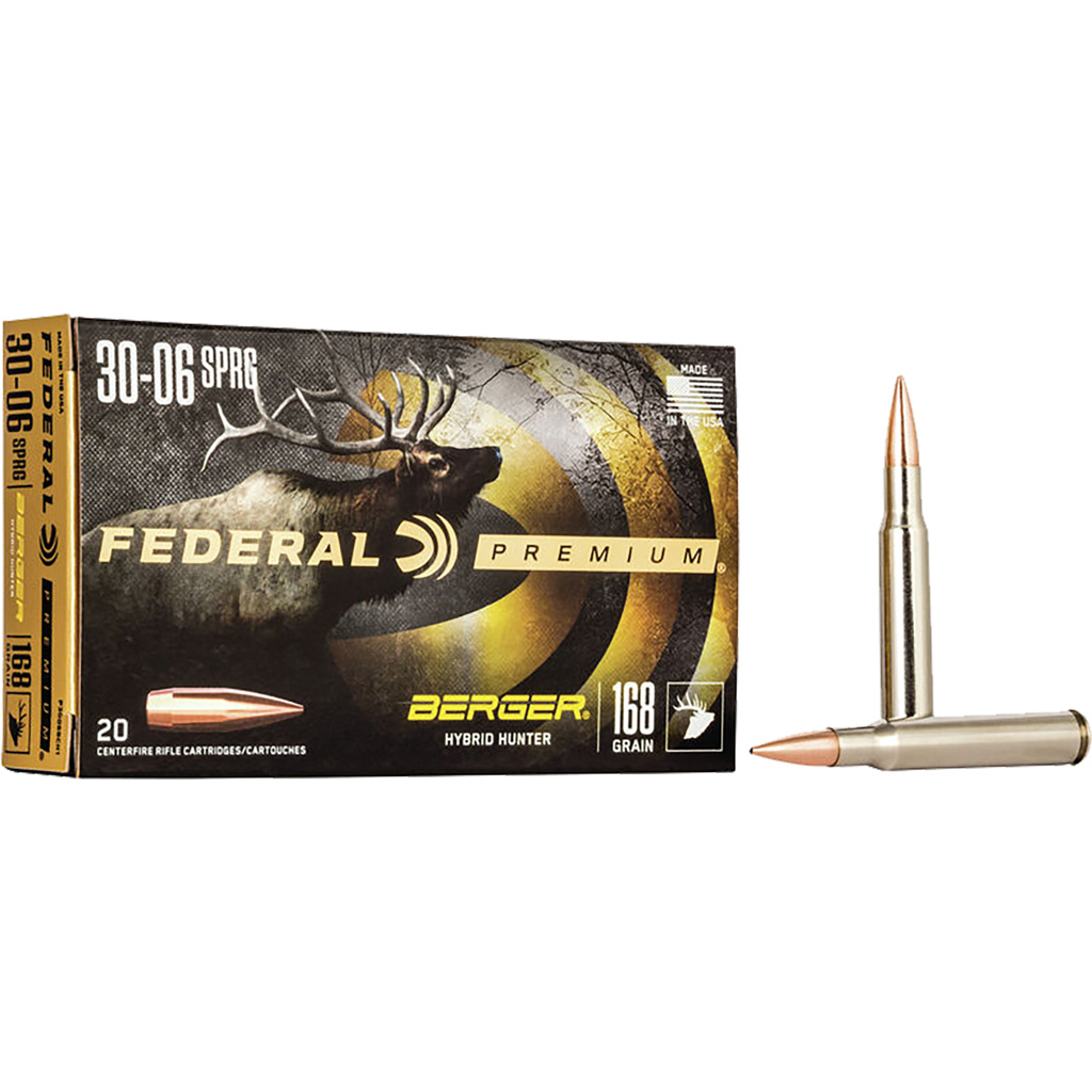 Federal Premium Berger Hybrid Hunter .30-06 Springfield 168 Grain OTM (20 Rounds/Box, 10-Box Case)