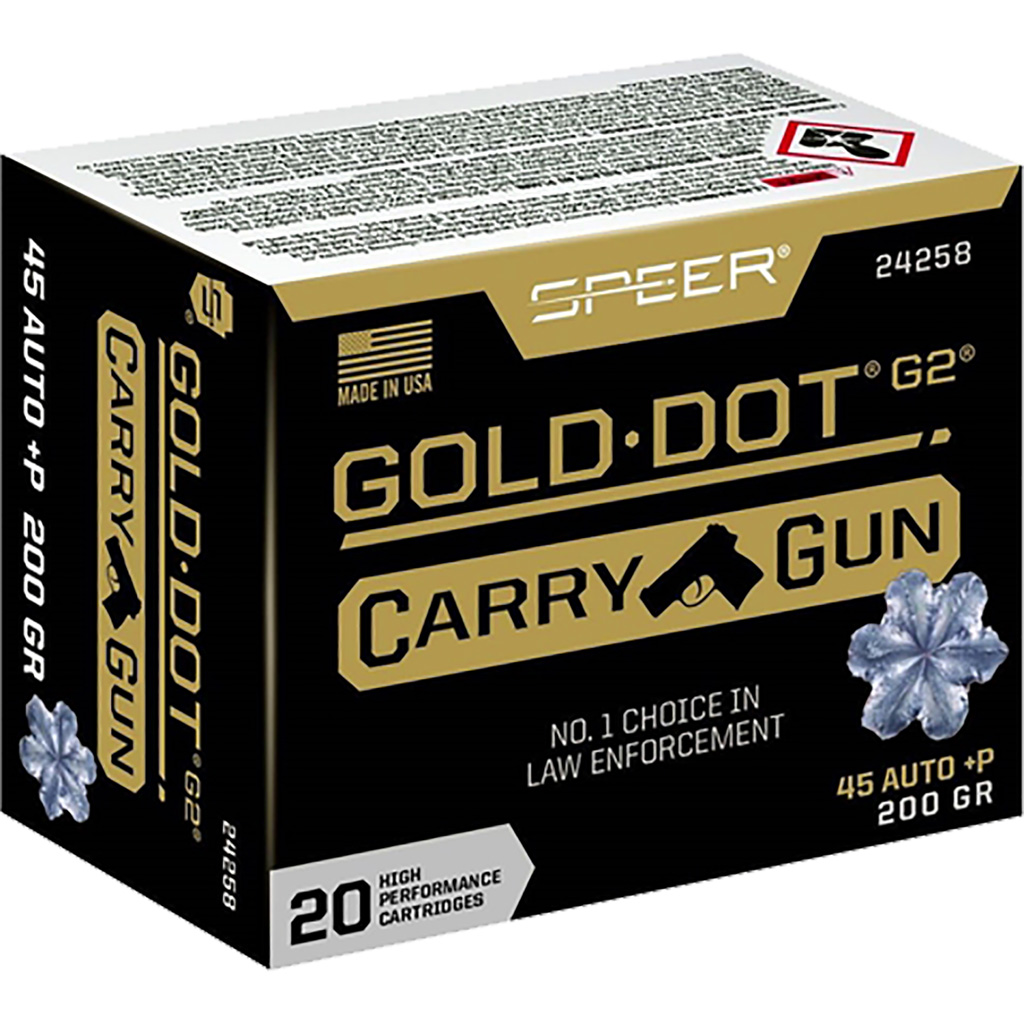 Speer Gold Dot Carry Gun .45 ACP 200 Grain JHP Handgun Ammunition (20 Rounds)