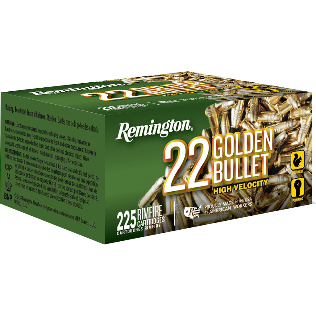 Remington Golden Bullet .22 LR 36 gr HP High Velocity Rimfire Ammunition (225 rds)