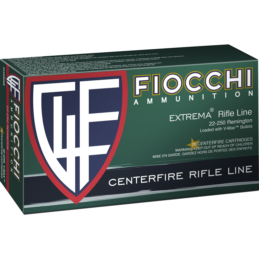 Fiocchi .22-250 Remington 40 Grain V-Max (20 Rounds)