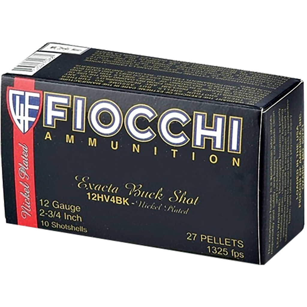 Fiocchi Field Dynamics 12HV4BK 12 Gauge 2.75" Nickel-Plated Buckshot (4 Buck)