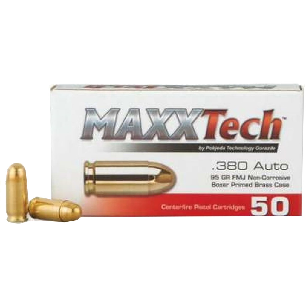 MAXXTech .380 ACP 95 Grain FMJ Ammo (50 Rounds)