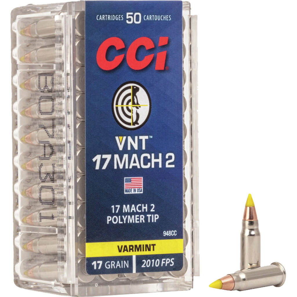 CCI VNT 17 Mach 2 17-Grain Varmint Tipped Rimfire Ammunition (50 Rounds)