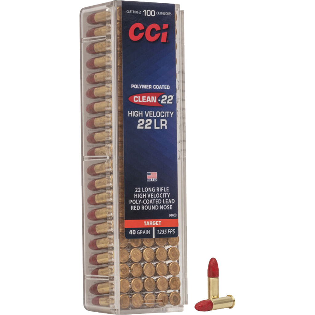 CCI Clean-22 .22 LR 40gr LRN High Velocity Target Ammo (100 Rounds)