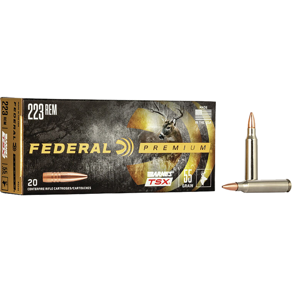 Federal Premium .223 Remington Ammo 55gr Barnes TSX 20/10