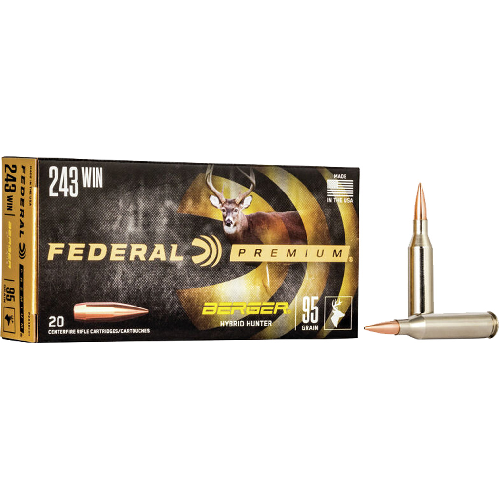 Federal Premium Berger Hybrid Hunter .243 Winchester 95gr BTHP Rifle Ammunition (20 Rounds)