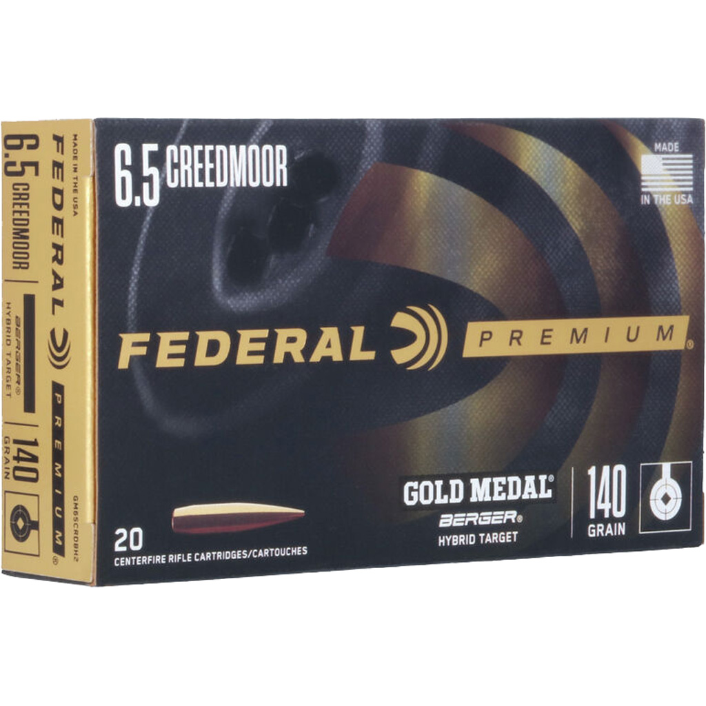 Federal GM65CRDBH2 Premium Gold Medal 6.5 Creedmoor 140gr Berger Hybrid Target Rifle Ammunition (20/Box)