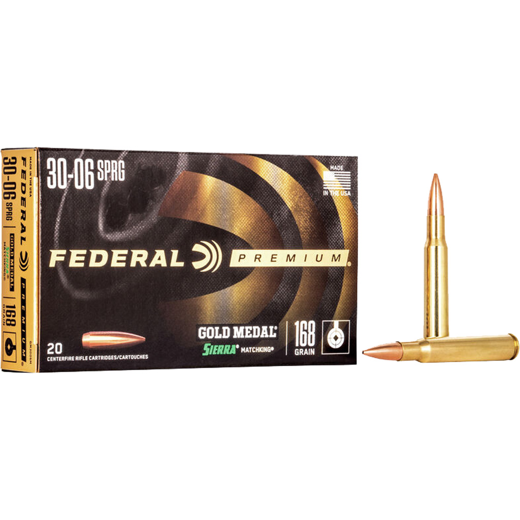 Federal Gold Medal Sierra MatchKing .30-06 Springfield 168 Grain BTHP Rifle Ammunition (20rd, 10-box case)