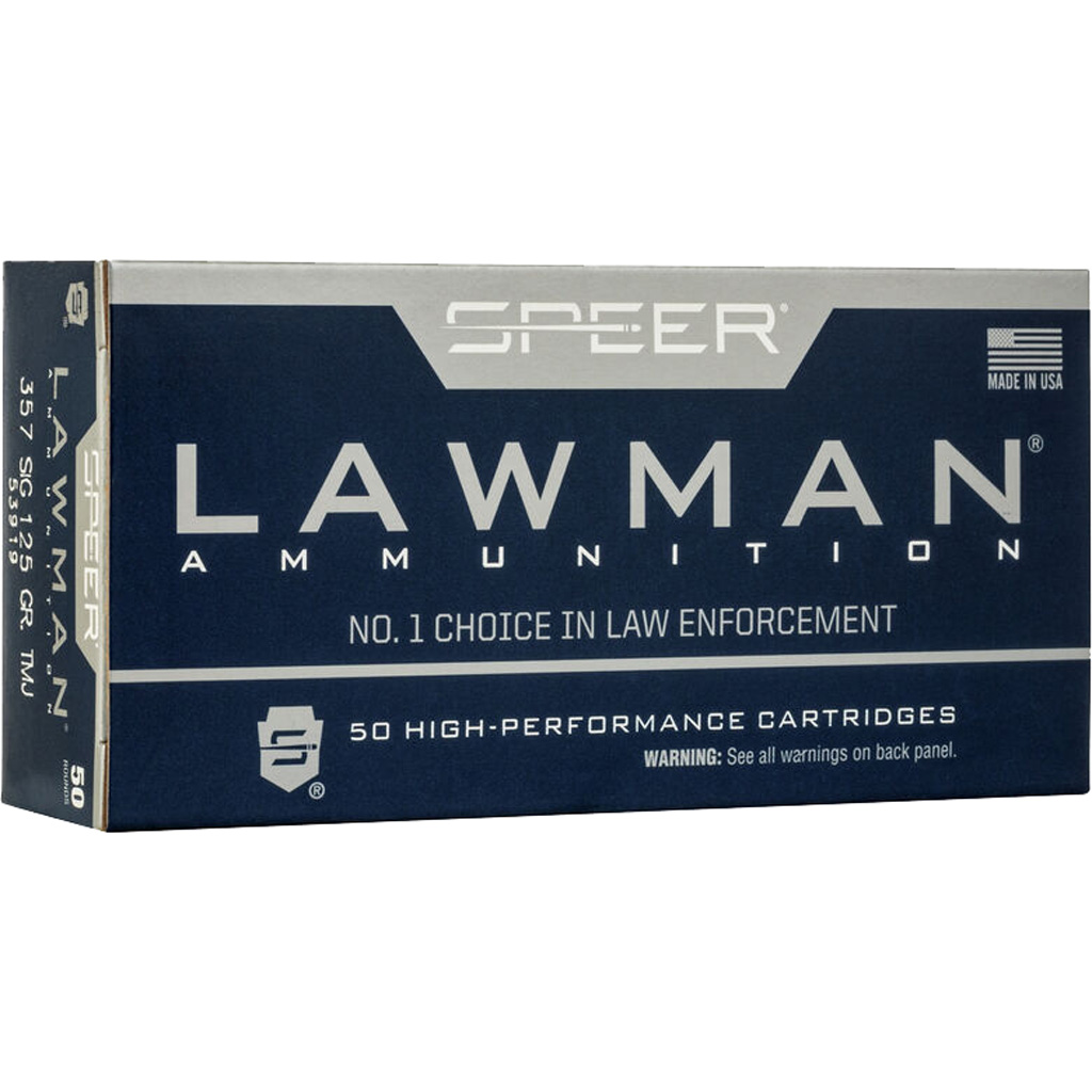 Speer Lawman .357 Sig 125gr TMJ Flat Nose Handgun Ammo