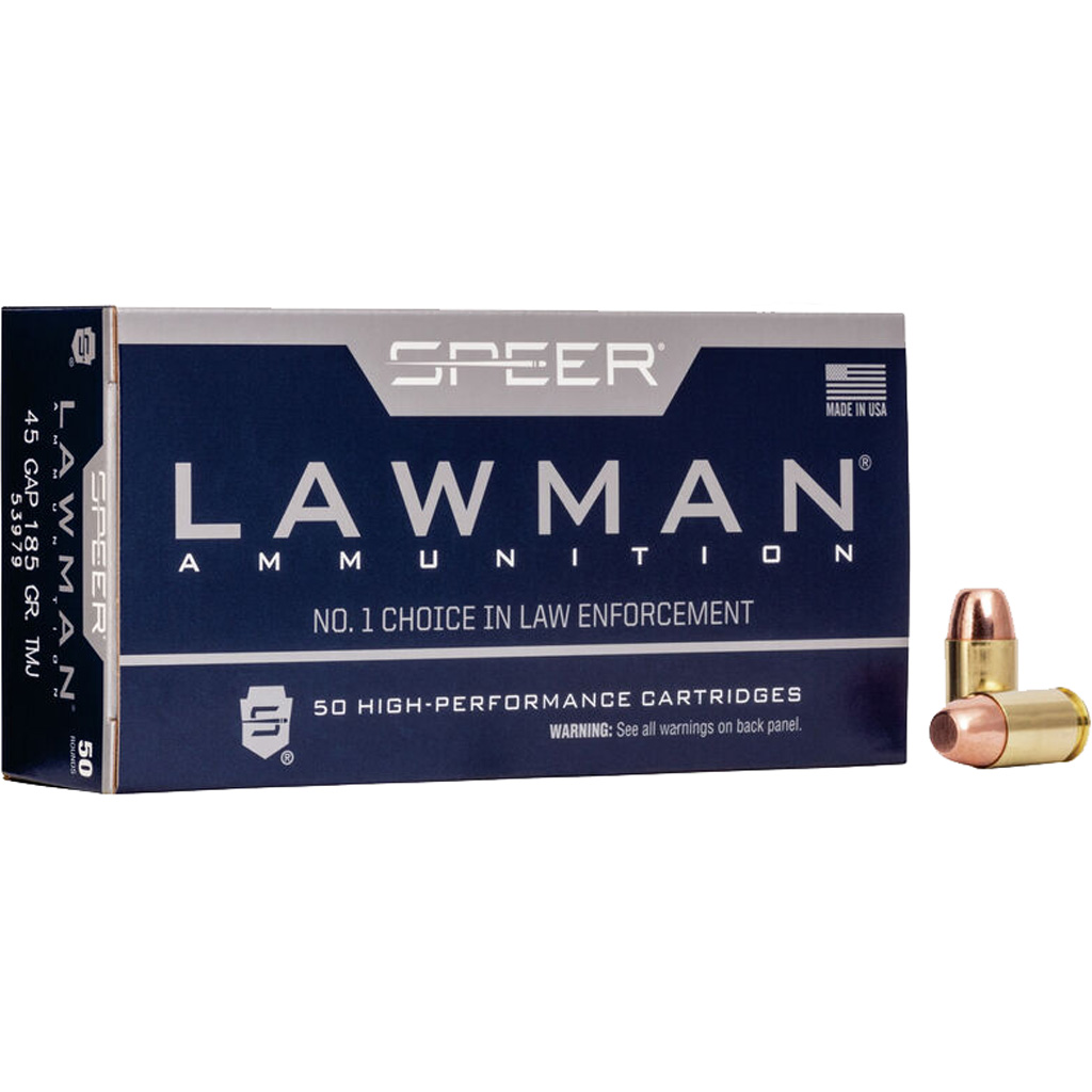 Speer Lawman .45 GAP 185gr TMJ Flat Nose Ammunition (50rd Box)