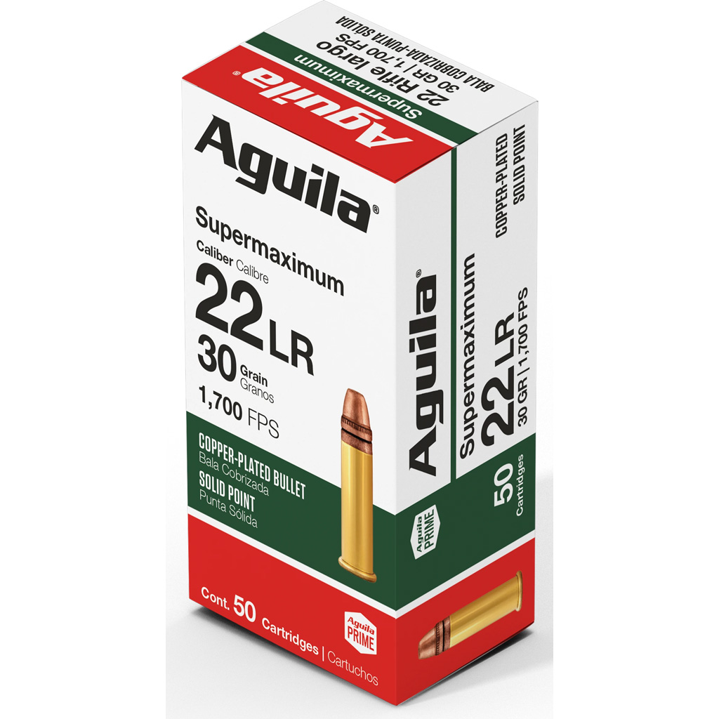 Aguila Supermaximum .22 LR 30-Grain Solid Point (50-Round Box)