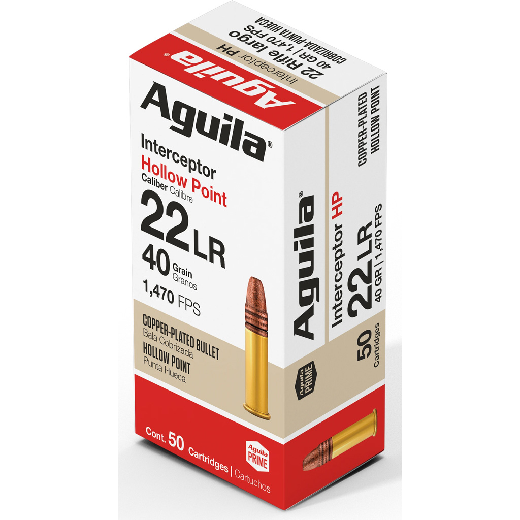 Aguila Interceptor .22 LR 40gr Copper-Plated Hollow Point