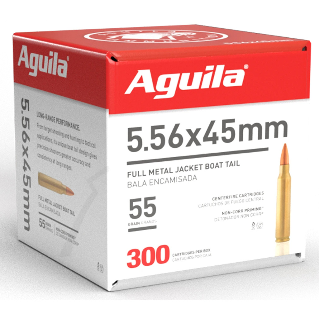 Aguila 5.56x45mm NATO 55gr FMJBT Boat Tail Bulk Pack (300 Rounds)